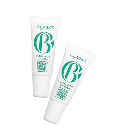 Clark's Botanicals Mini Ultra Rich Lip Balm: Plumping Moisturizer with Collagen and Shea Mango & Avocado Butter + Vitamin E | 0.14 fl oz (Pack of 2)