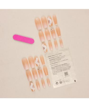 24Pcs/Set Press On Nails Mid Length Milky White Bow Sparkling Diamond False Nails Acrylic Fake Nails Full Cover Nails Tips Artificial Finger Manicure Press on nails for Women and Girls - Buy Online on GoSupps.com