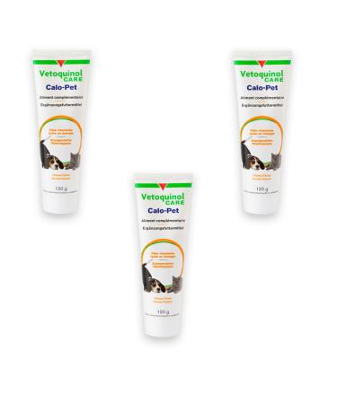 Vetoquinol Calo-Pet Paste Pack of 3 x 120g Paste Food Supplement for Dogs and Cats Use in Cases of High Nutritional Needs to Compensate for Deficiency Symptoms