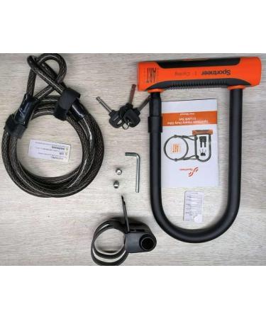 Sportne High-Safety Bicycle Lock - 18mm Anti-Theft Iron Lock with Key & 12mm x 1.8m Steel Cable | Certified Security for Ebikes - Buy Online on GoSupps.com