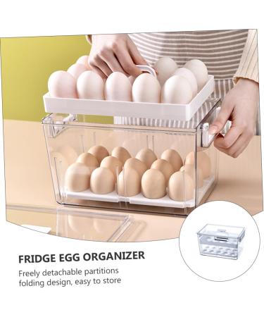 COLLBATH Kitchen Egg Holder 1pc Egg Storage Box Fridge Plastic Egg Cartons Refrigerator Egg Holder Double Layer Tray re-usable - Buy Online on GoSupps.com