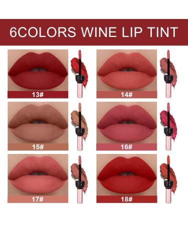 Wine Bottle Lip Tint Set - Matte All Day Liquid Lipstick for Women - 6Pcs Pack in Red Shade - Long Lasting 24 Hour Wear - Original Wine Shaped Design - Buy Online on GoSupps.com