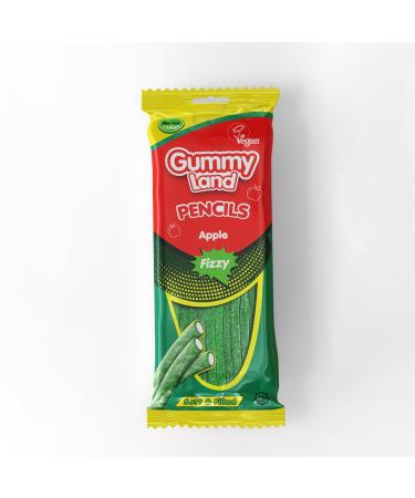 Gummy Land Fizzy Apple Pencils - Vegan - Halal - 150g (Pack of 12)