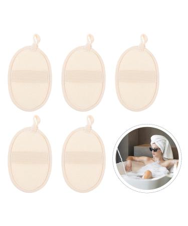 DOITOOL Bath Loofah 5pcs Exfoliating Face and Body Wash Cloths - Soft Scrubber Towel for Oil or Dry Skin - Beige - Buy Online on GoSupps.com
