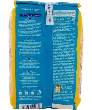De Cecco Chiferi Rigate Pasta N33 500g - Pack of 3 - Buy Online on GoSupps.com