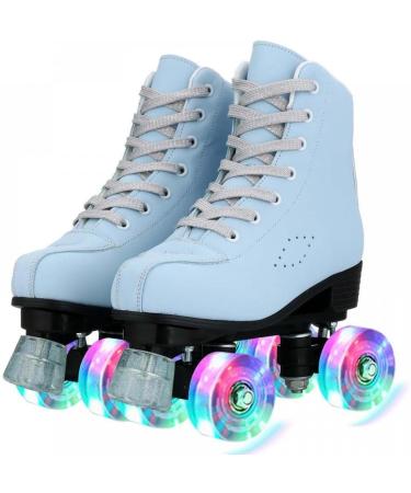 XUDREZ SkyBlue Frosted High-top Roller Skates for Women/Girls US 8 - Beginner Classic Double-Row Design for Indoor/Outdoor Use - Buy Online on GoSupps.com
