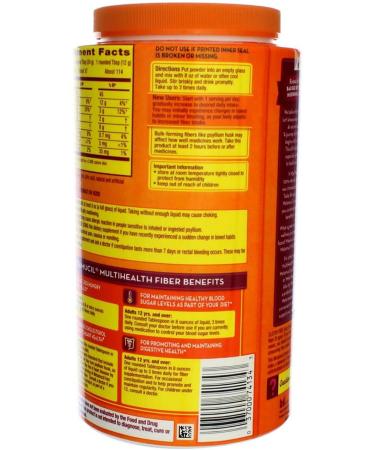 Metamucil Psyllium Fiber Supplement Orange Sugar Smooth Texture Powder 114 Doses 114DOS (Pack of 6) 3.01 Pound (Pack of 6) - Buy Online on GoSupps.com