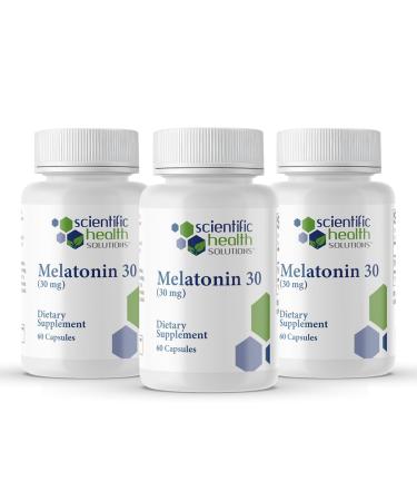 Scientific Health Solutions Melatonin 30mg | Extra Strength Melatonin in Easy-to-Swallow Capsules | Vegan Non-GMO & Gluten-Free | US-Made Extra Strength (3-Pack)