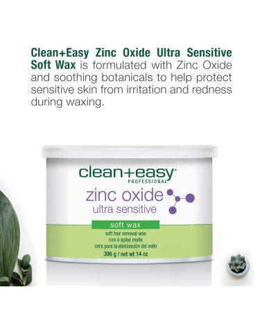 Clean + Easy Zinc Oxide Ultra Sensitive Hair Removal Soft Wax 14oz - Gentle Hair Removal for Delicate Skin - Buy Online on GoSupps.com