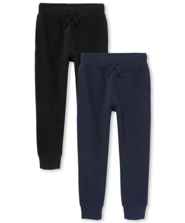 The Children's Place Boys' Active Fleece Jogger Sweatpants 2 Pack Large Black/New Navy 2 Pack