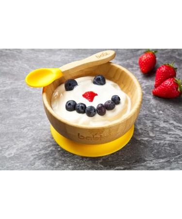 Babi Baby Toddler Large Bowl & Spoon Set | Natural Bamboo with Silicone Suction Ring (Orange) - Buy Online on GoSupps.com