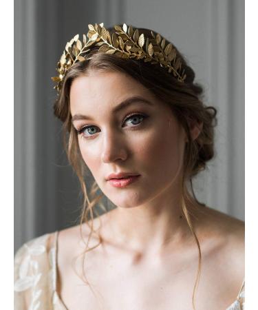 Chmier Gold Leaf Crown Bridal Headband - Wedding Tiara for Women and Girls - Buy Online on GoSupps.com