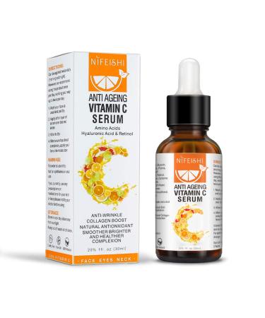 Vitamin C Serum for Face with Hyaluronic Acid Retinol Hydrate Serum for Dark Spots Fine Lines 1 fl oz