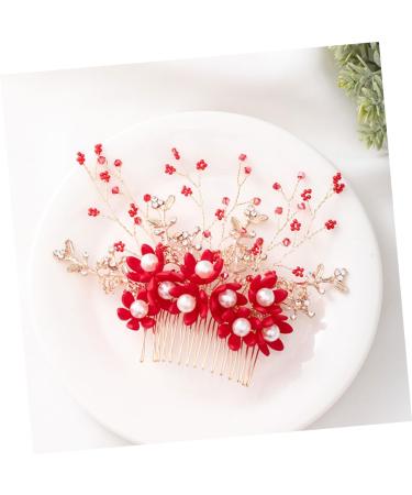 FOMIYES Wedding Side Comb Handmade Comb Bridal Bride Headpieces for Wedding Birde Headdress Hair Insert Comb Rhinestone Headpiece Tiara Red Women's Rhinestones Issue Card - Buy Online on GoSupps.com