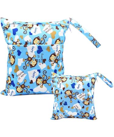 Egurs Monkey Blue Diaper Bag Wetbag - Large & Medium for On-the-Go - International Shipping Available - Buy Online on GoSupps.com