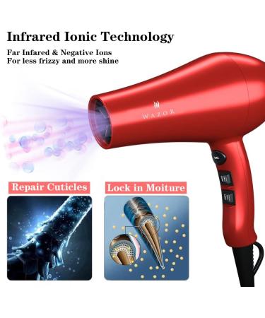Lightweight Hair Dryer with Far Infrared Ionic Technology | 1875W Ceramic Blow Dryer | Classic Red - Perfect for International Shipping - Buy Online on GoSupps.com