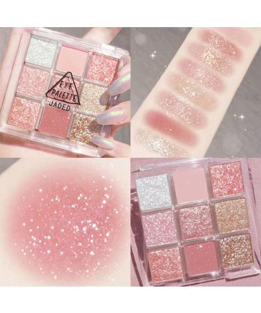 Kayswang 9 colors glitter eyeshadow palette makeup palette matte high pigment color cream texture natural eye shadow powder eye shadow palette in autumn and winter long lasting and waterproof (pink) - Buy Online on GoSupps.com
