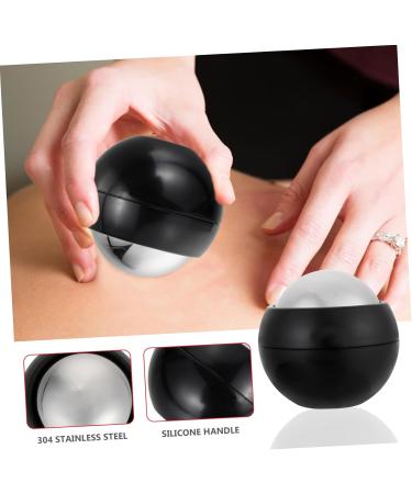Plafope Handheld Massage Ball - Portable Ice Roller Massager for Face & Body | Cold Therapy & Relaxation Device 6.5x6.5cm - Black - Buy Online on GoSupps.com