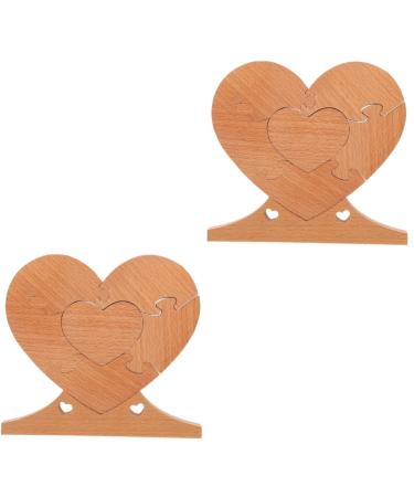 HOMSFOU 2 Pcs Wooden Heart Patchwork Country Home Decor Blank Puzzles to Draw on Wedding Decor Puzzle Board Wedding Wooden Heart Puzzle Heart Puzzle Wall Decor Wooden Adornment 3d The Sign As Shownx2pcs 16.6x15cmx2pcs