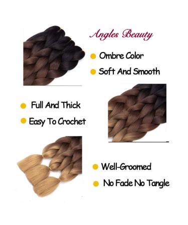 3 Pack Ombre Kanekalon Jumbo Braiding Hair Extensions 24 Inch - Black-Dark Brown-Light Brown - Buy Online on GoSupps.com