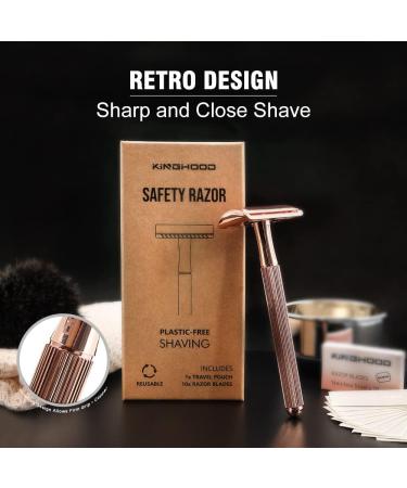 Shop Premium Rose Gold Safety Razor & 10 Double-Edged Blades | International Shipping Available - Buy Online on GoSupps.com