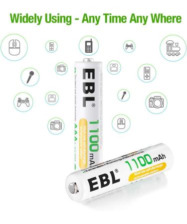 EBL AAA Rechargeable Batteries 1100mAh High Capacity Ni-MH 1.2V 4 Pack (Battery Case Included) - Buy Online on GoSupps.com
