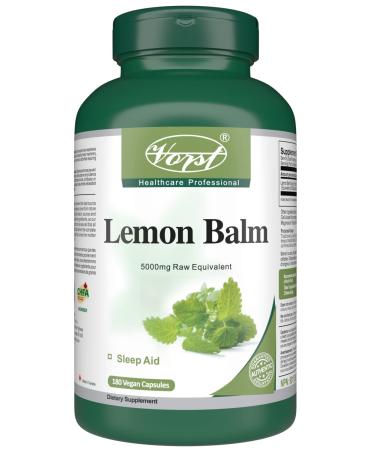 VORST Lemon Balm 5000mg Raw Herb Equivalent (500mg With 10:1 Extract Ratio) 180 Vegan Capsules | Supplement for Sleep & Digestive Aid | Leaf Extract Powder Pills | 1 Bottle 180 count (Pack of 1)