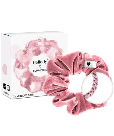 Bellody Scrunchies with - velvety soft strong hold Velvet look exclusive colors (1 piece - Mellow Rose) - Hair tie scrunch in pink - Buy Online on GoSupps.com