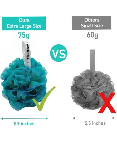 REFRESHKO Bath and Shower Puff Loofah bath Essentials (BLUE 4 * 75g BATH PUFF) BLUE 4*75g BATH PUFF - Buy Online on GoSupps.com