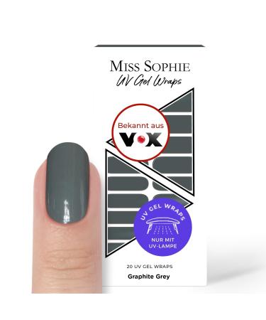 Original Miss Sophie UV gel nail foils soft touch uv i 20 UV gel nail polish stripes single-colored graphite gray uv i for finger & toenails