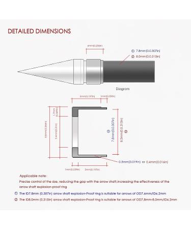 DIOLILI Stainless Steel Arrow Shaft Explosion-Proof Ring + Aluminum Arrow Inserts for OD19/64 Arrows - Hunting Bow Accessories - Buy Online on GoSupps.com