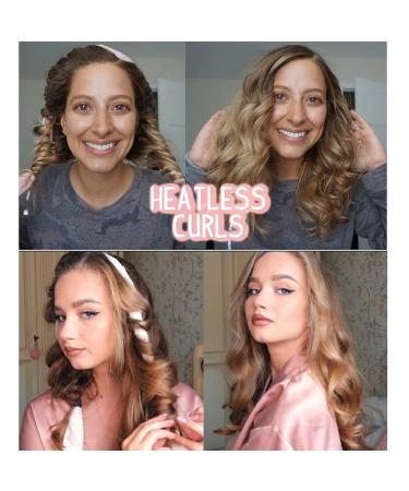 Silk Heatless Hair Curlers for Long Hair - Overnight Headband Rollers for Natural Hair - No Heat Flexible Rods - Champagne - Buy Online on GoSupps.com