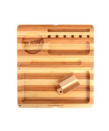 RAW Backflip Bamboo Magnet Rolling Tray (Limited Edition Striped) with Clear ES Scoop Card