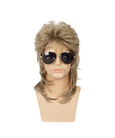 Men's Mullet Wig - Blonde Curly 70s & 80s Punk Rocker Costume | Disco Fancy Party Wig | International Shipping Available - Buy Online on GoSupps.com