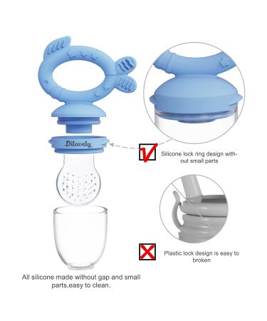 Dilovely Baby Fruit Feeder: Silicone Teething Pacifier with 3 Sizes Pouches - BPA Free Mesh Feeder for Infants (2 Pack) - Buy Online on GoSupps.com
