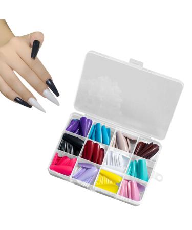 Stick on Nails Square and Almond Shaped False Nail Tips | Matte and Glossy False Full Long Ballerina Fake Nails Supplies Shakven Glossy Long Ballet