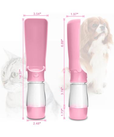 Portable Dog Water Bottle for Travel - Foldable Pet Dispenser with Food Container | Durable & Leak-Proof - Pink - Buy Online on GoSupps.com