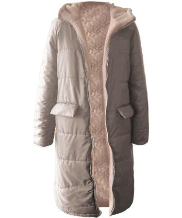 Hanxiulin Women's Oversized Plush Hoodie Jacket - Windproof Fleece Winter Coat with Art Fur Khaki L - Buy Online on GoSupps.com