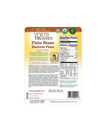 Jyoti Your Organics Pinto Beans - 60 oz (6 x 10 oz) - All Natural, Gluten Free, Vegan - Product of USA - BPA Free, NON-GMO, Low Salt - Buy Online on GoSupps.com