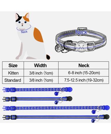 Taglory Reflective Cat Collar 2-Pack - Adjustable Safety Clasp & Bell for Kittens - Dark Blue 15-20cm - Buy Online on GoSupps.com