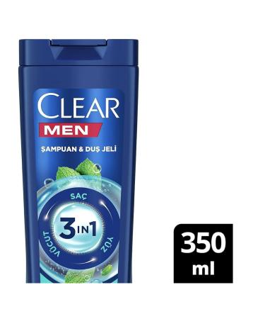Clear Men 3 in 1 Shampoo & Shower Gel - Refreshing Menthol - Complete Care - 350 ML - International Shipping Available - Buy Online on GoSupps.com