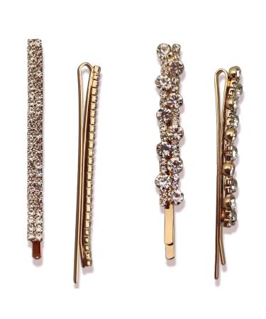 CatYou Crystal Hair Pins Set - 5 Pieces Metal Rhinestone Bobby Pins for Women & Girls - Sparkly Glitter Hair Clips - White Hair Accessories - Buy Online on GoSupps.com