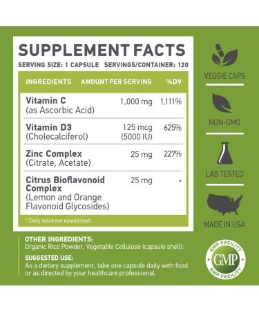 MUSCLE FOOD LABS 2 Pack C D Z | Vitamin C 1000mg | Vitamin D3 125mcg | Zinc 25mg | Non-GMO & Gluten Free | 240 Servings - Buy Online on GoSupps.com