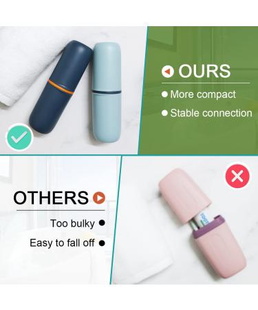 2 Pcs Portable Travel Toothbrush Case with Cup | Toothbrush Holder for Traveling, Camping, Home & School - Deep Blue-Sky Blue - Buy Online on GoSupps.com
