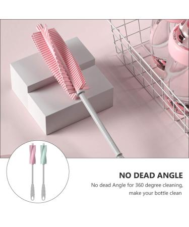 Toyvian Silicone Bottle Brush Set - 2pcs 360 Rotating Baby Bottle Cleaners | Pink & Green Nipple & Pacifier Cleaning Brushes - Buy Online on GoSupps.com