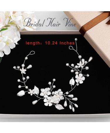 Bridal Jewelry | IYOU Silver Pearl Wedding Hair Vine & Floral Headband | Hair Accessories for Women & Girls - Buy Online on GoSupps.com