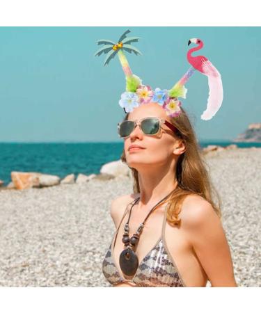 HAKJXOS Flower Headband for Women - Luxury Coconut Tree Flamingos Hair Accessory for Summer Beach Parties (1 Pc) - Buy Online on GoSupps.com