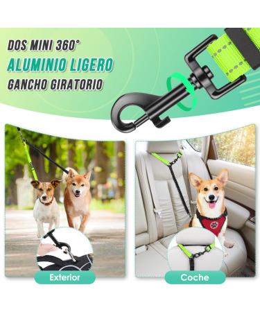 NASJAC Double Dog Leash - No Tangle 360 Rotatable Adjustable Bungee Reflective for Small to Large Dogs - Black & Fluorescent Green - Buy Online on GoSupps.com