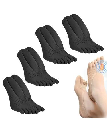 Projoint Antibunions Health Sock Orthoes Bunion Relief Socks Split Toe Orthopedic Compression Socks (4pair Black)