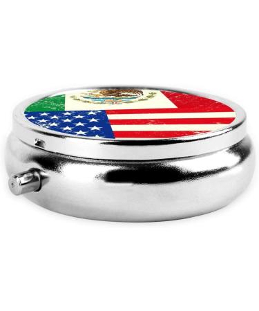 Mexican American Flag Round Pill Box - Lightweight & Moisture-Proof for Emergency Medication & Fish Oil - Buy Online on GoSupps.com